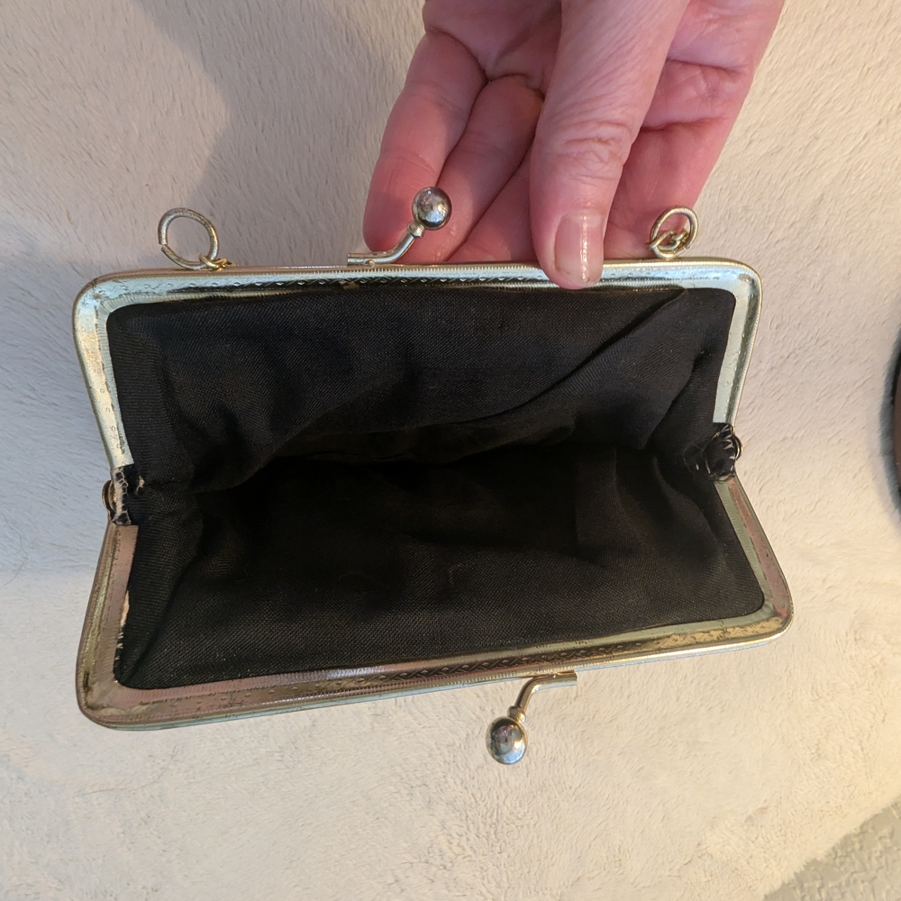 1950s Gold And Black Studded Evening Party- Clasp Purse/Vintage - Picture 10 of 12